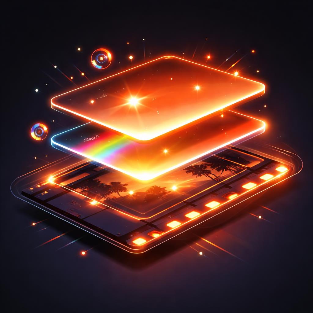 A stylized representation of cinematic effects like bloom and chromatic aberration being applied to a video frame.