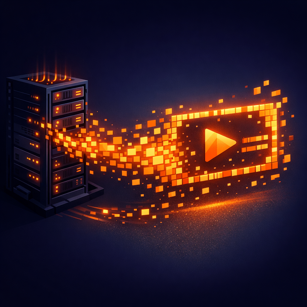 Automated video pipeline architecture showing data flowing into a video engine. The architecture of an automated video pipeline