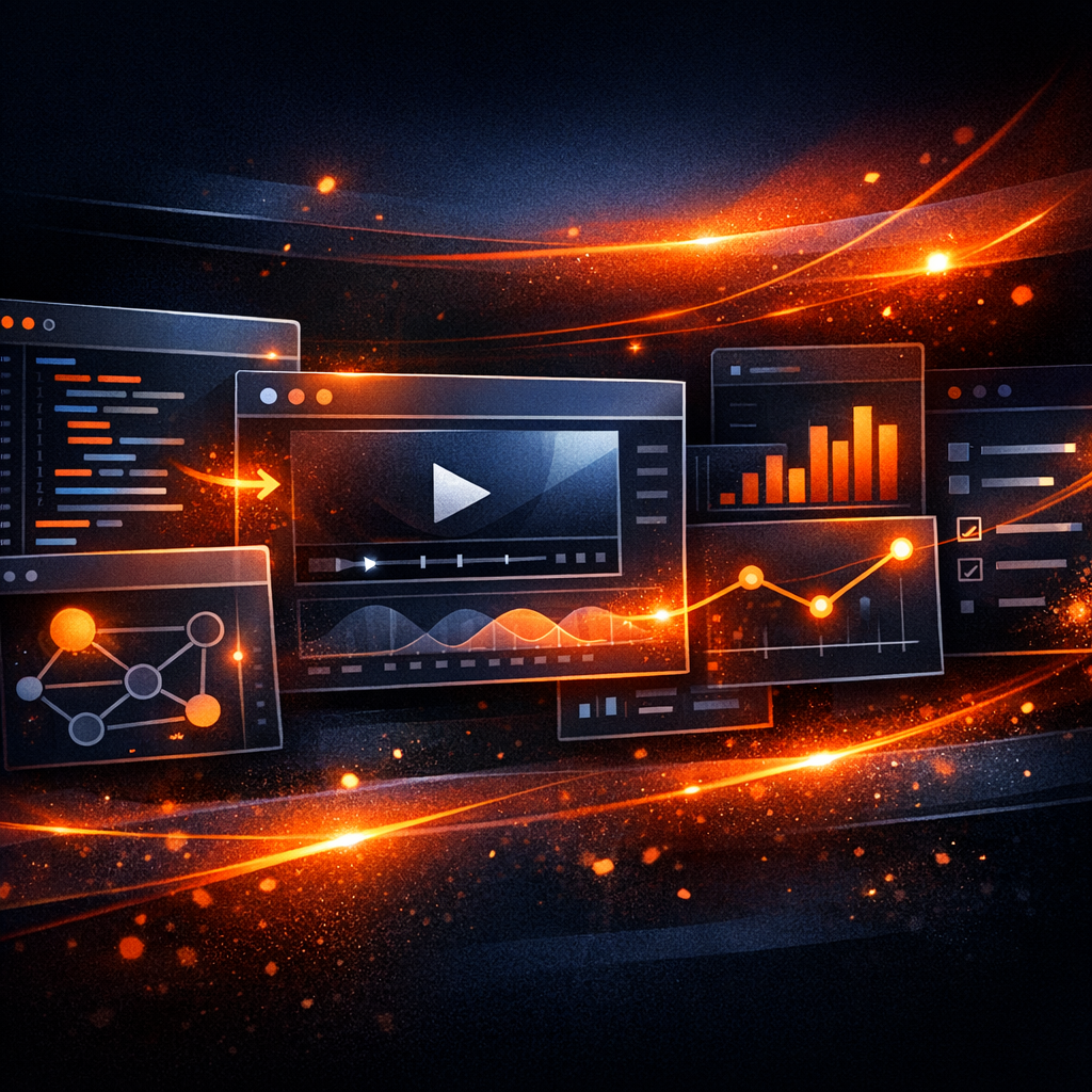 Advanced compositing using Screen blend mode and light leak textures Abstract light effects composited over a video frame