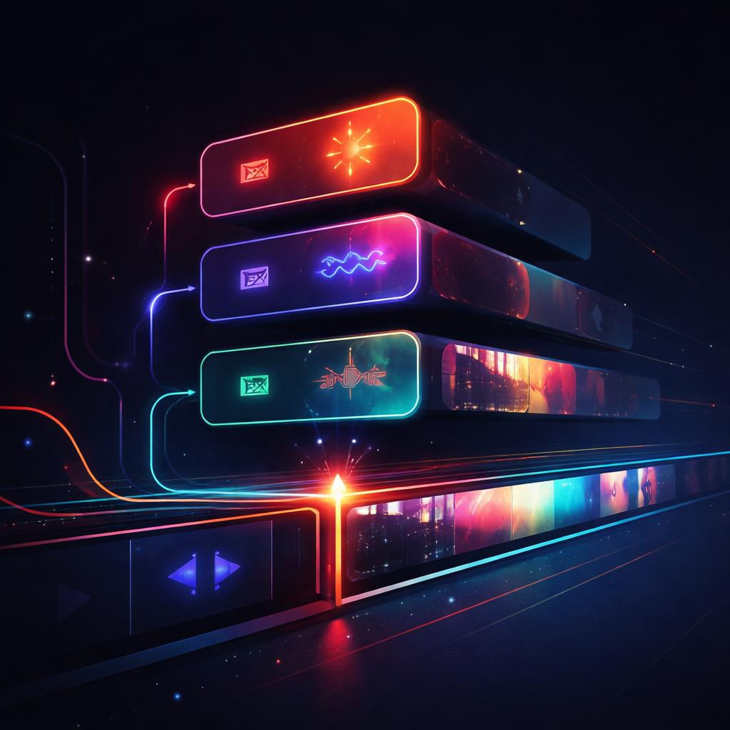 Visualizing the effect pipeline in VideoFlow Abstract visualization of stacked GLSL effects