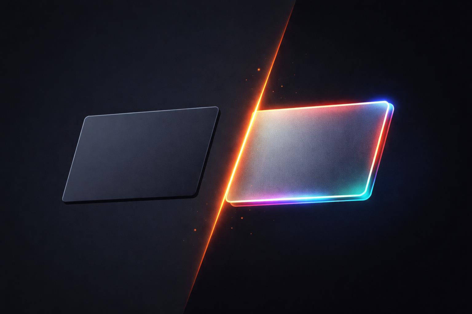 The transformation from raw asset to cinematic layer An abstract representation of a before and after split showing a simple rectangle versus a glowing one.