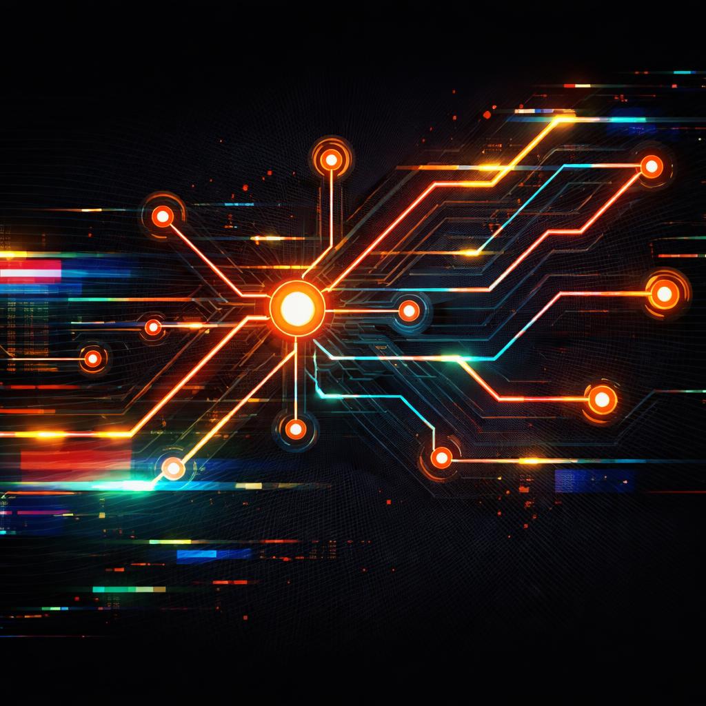 A visual representation of a digital glitch effect, with scanlines and RGB color splitting.