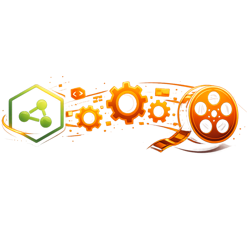 How VideoFlow transforms Node.js logic into rendered video Node.js to film reel transformation