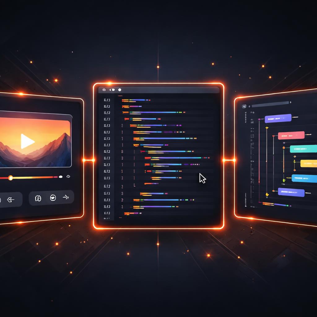 A visual representation of syncing video frames with code snippets and DOM elements. Interactive Video Documentation Architecture