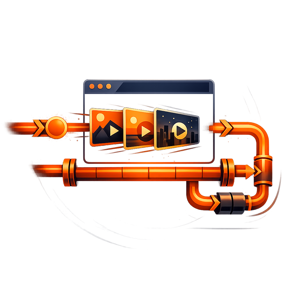 Abstract representation of headless Chromium rendering video frames Headless Rendering Pipeline