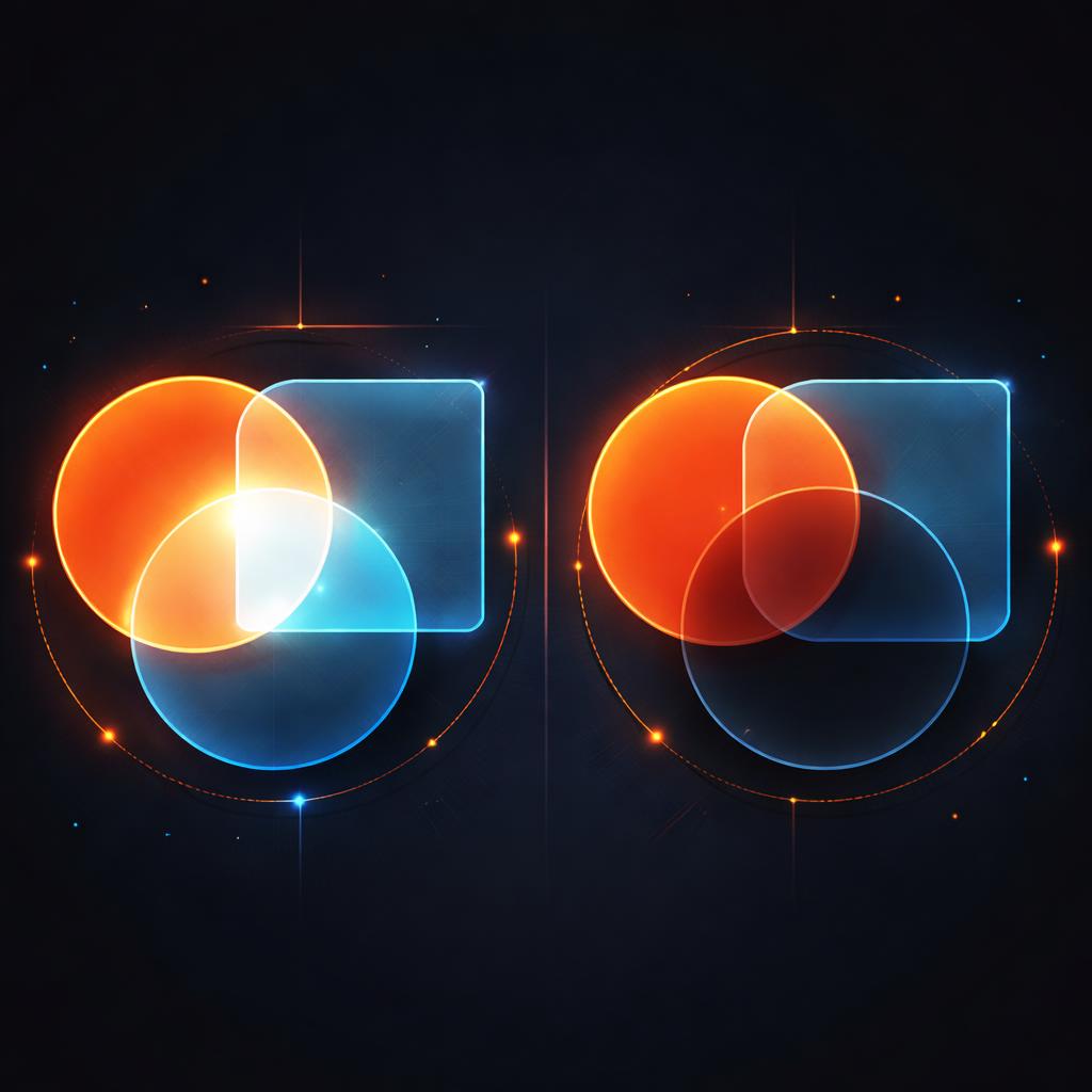 A diagram showing how different blend modes like multiply and screen affect overlapping shapes
