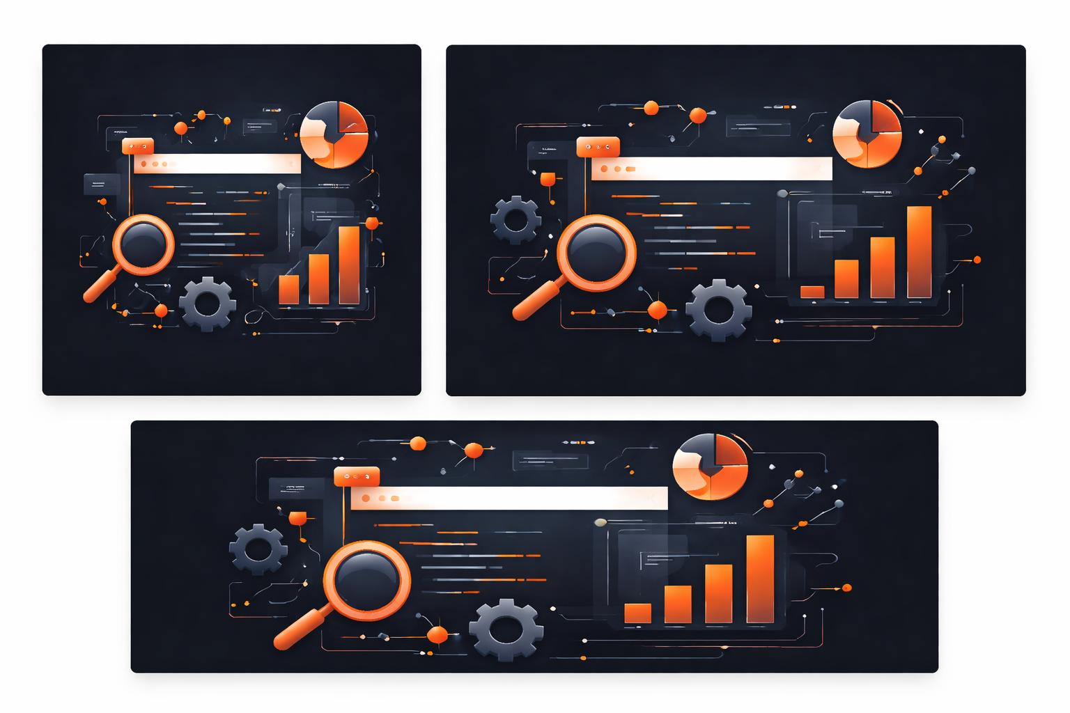 A three-up split screen view showing the same abstract video composition across three different screen sizes.