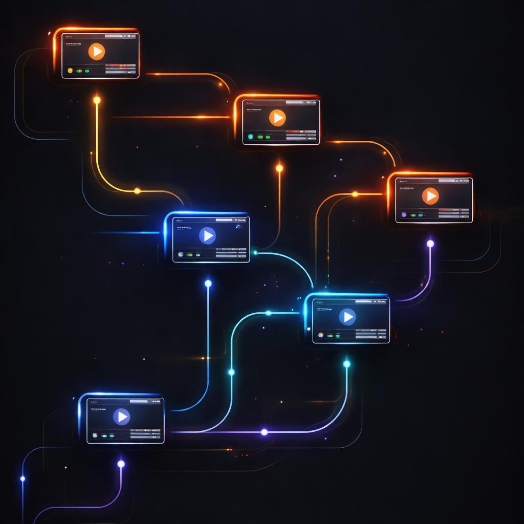 Git branching for video assets A Git branching diagram illustrating video commits