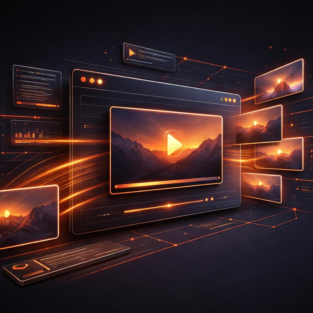 Abstract representation of high-performance video frames streaming through a browser tab WebCodecs Video Export