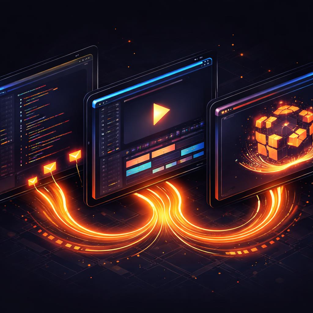 The VideoFlow rendering pipeline The VideoFlow rendering pipeline showing code transforming into video frames