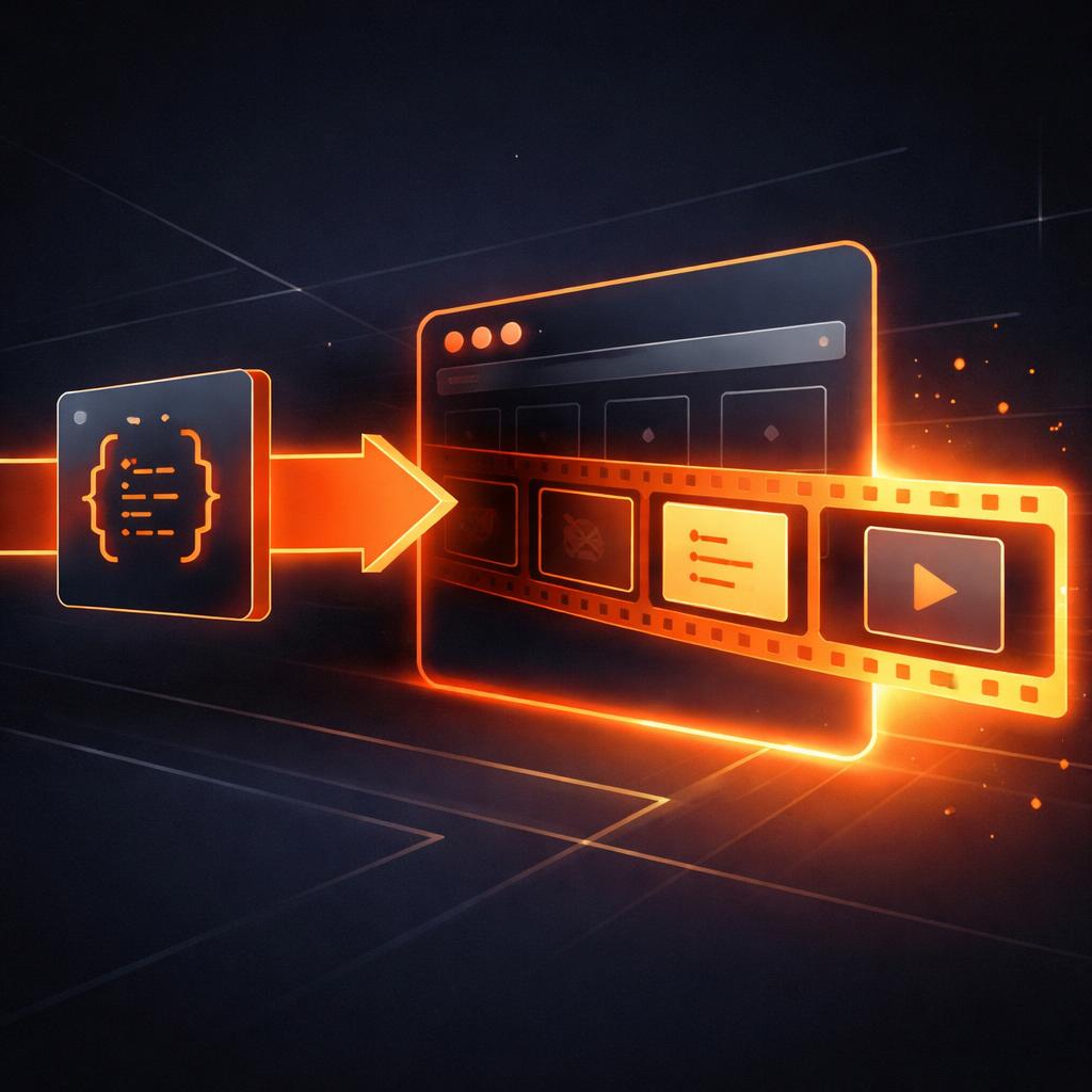 A visualization of the client-side video generation pipeline. The VideoFlow browser rendering pipeline