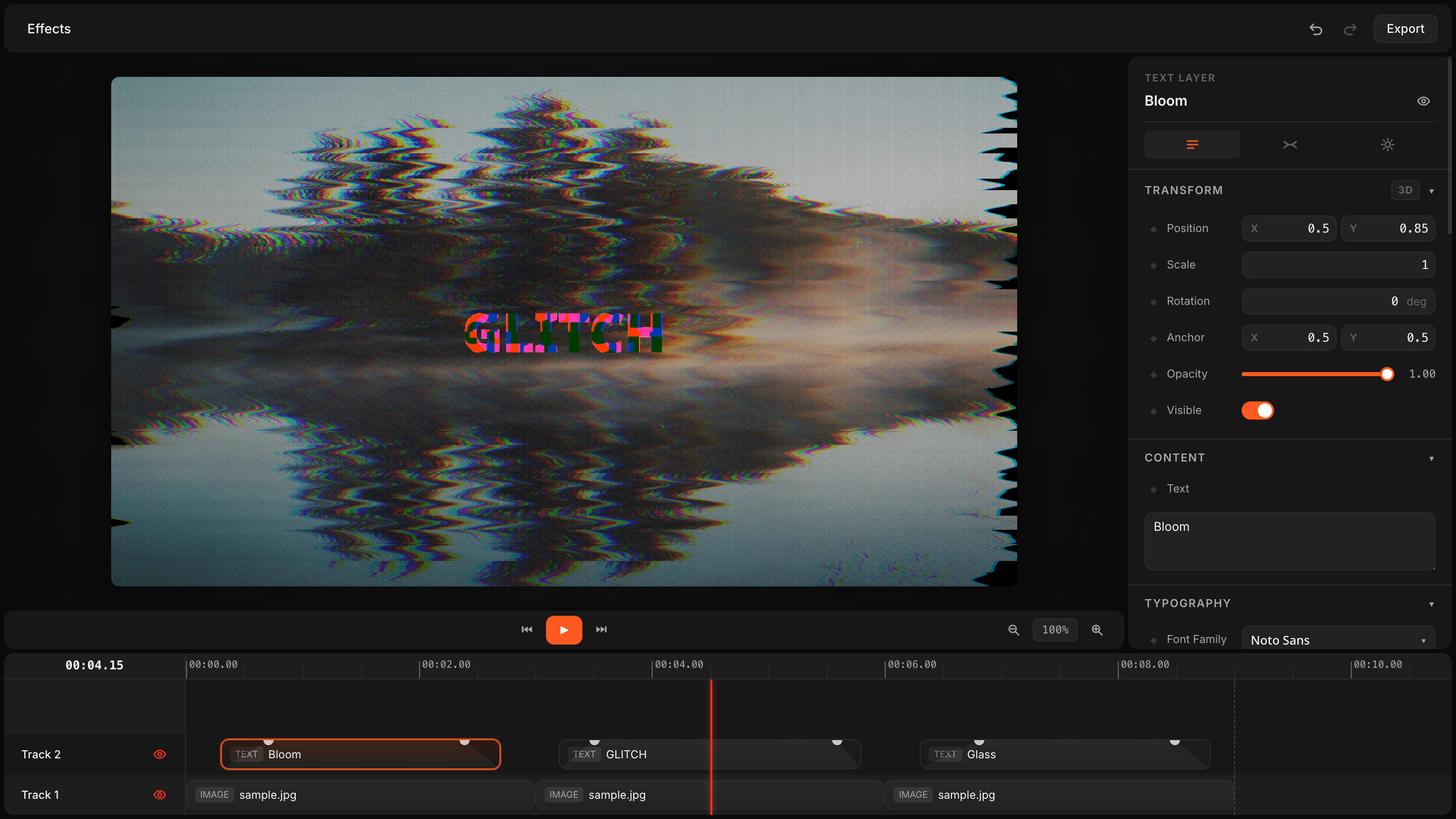 Screenshot of the VideoFlow React video editor